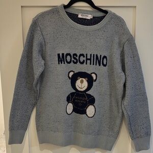 Moschino Blue Sweater with Bear Motif